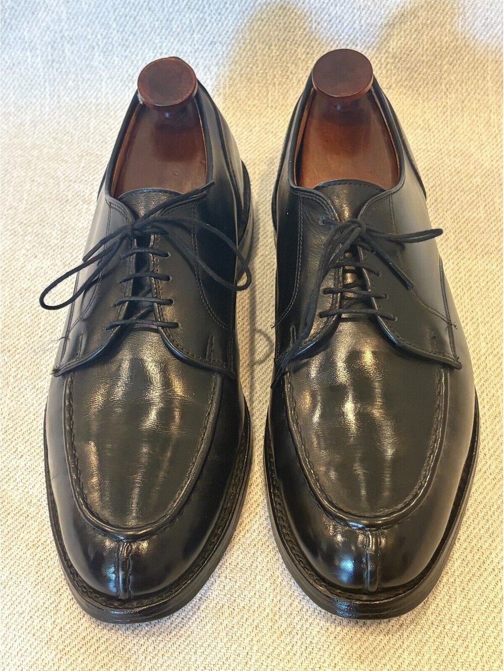 Allen Edmonds Bradley Black Leather Split Toe Derby Shoes 9.5 D Wood Shoe Trees - Picture 3 of 15